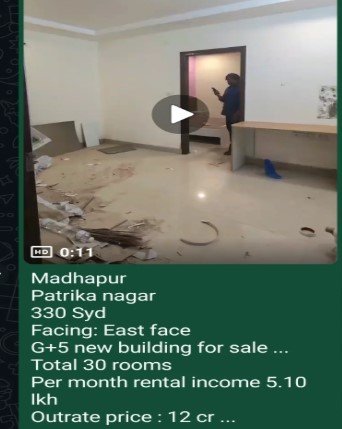 Madhapur Patrika nagar 350 SydFacing: East face G+5 new building for sale ...